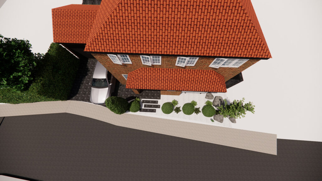 Front garden arial shot