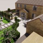 aerial photo of contemporary home